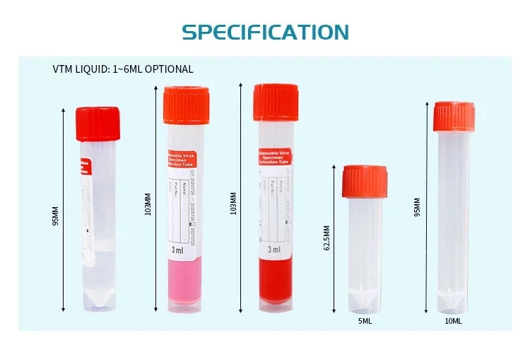 Disposable Viral Transport Tube Nasopharyngeal Swab and Throat Swab Vtm Tube Viral Transport Tube