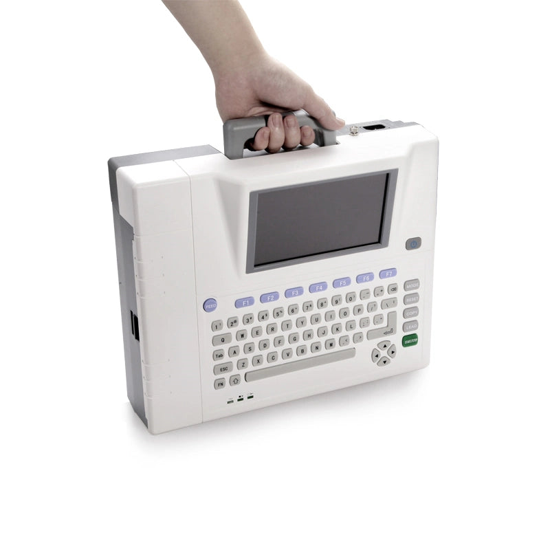 Portable 7 Inch 800X600 Multicolor LCD 12 Channel Electrocardiogram ECG Machine for Medical Use